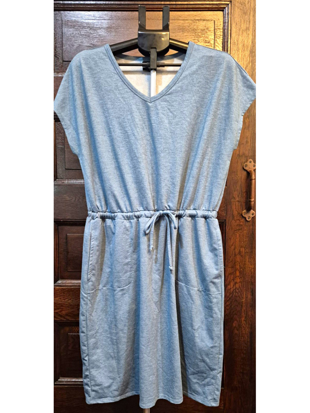 32 Degrees COOL Blue V-Neck T-Shirt Dress Drawstring Waist L